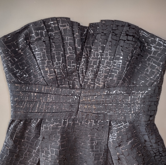 Max & Cleo Black Strapless Textured Pattern Dress - Picture 3 of 10